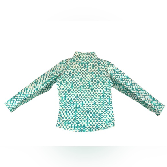 IBKUL Doreen Print Long Sleeve Mock Neck Top- Caribbean Tiles Size Medium UPF50 - Picture 4 of 7